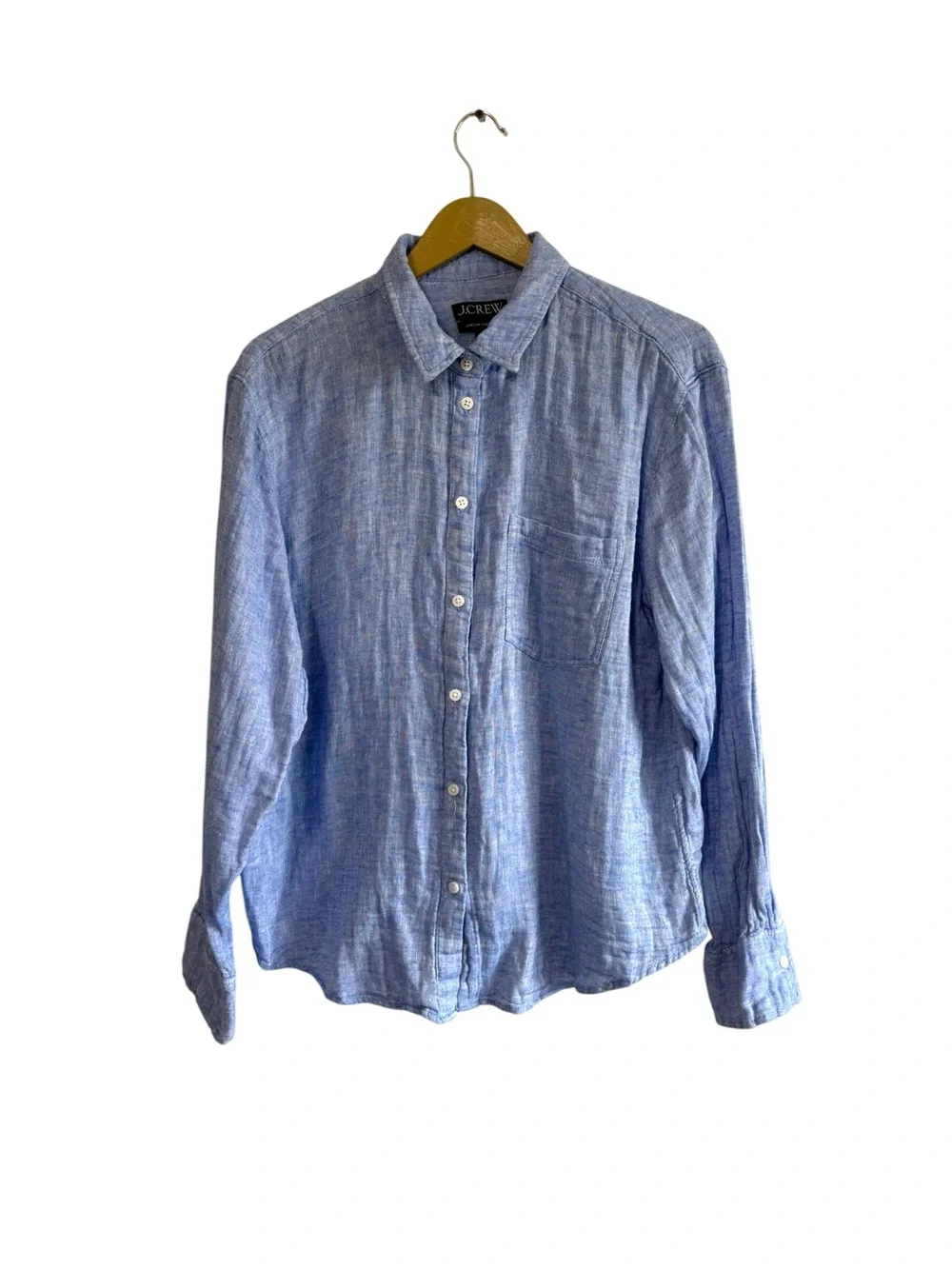 J. Crew Size 14 Garçon Classic Fit Linen Blend Button Up Shirt Preppy Business